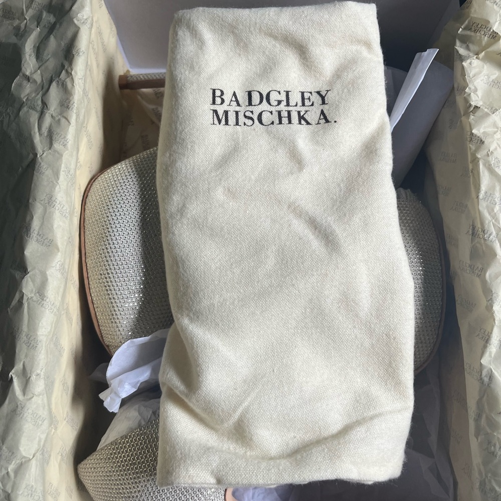 Badgley Mischka Platino Metallic Mesh  Dressy Evening Heel  Sz: 7.5M w/Box - Picture 6 of 12
